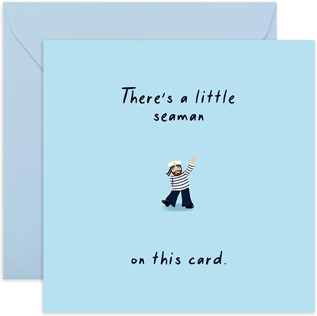 Central 23 - Rude Birthday Card for Men and Women - 'Little Seaman' - Cheeky Bday Card - Best Friends - Hilarious Design - Comes with Fun Stickers