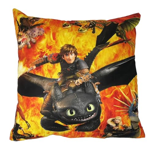Theonoi Housse de coussin décorative pour enfant - 40 x 40 cm - Sans rembourrage - Sans coussin - En coton (Dragons)