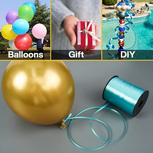 Image of PartyWoo Turquoise Blue Ribbon - 500 Yard Curling Ribbon for Crafts, Balloon String, Gift Wrapping, Florist Flowers (1 Roll) - Blue-9539