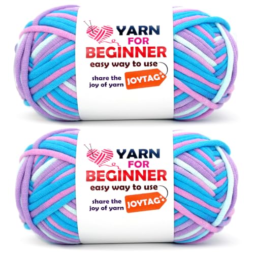Image of 2 * 50g Rainbow Beginner Crochet Yarn for Crocheting and Knitting Multicolor Cotton Crochet Yarn for Beginners(Blue Pink Purple)