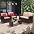 KROFEM 4 Pieces Patio Conversation Set, Outside Rattan Sectional Sofa, Cushioned Furniture Set, Wicker Sofa Ideal for Garden, Porch, Backyard, Brown Color Rattan and Beige Cushion