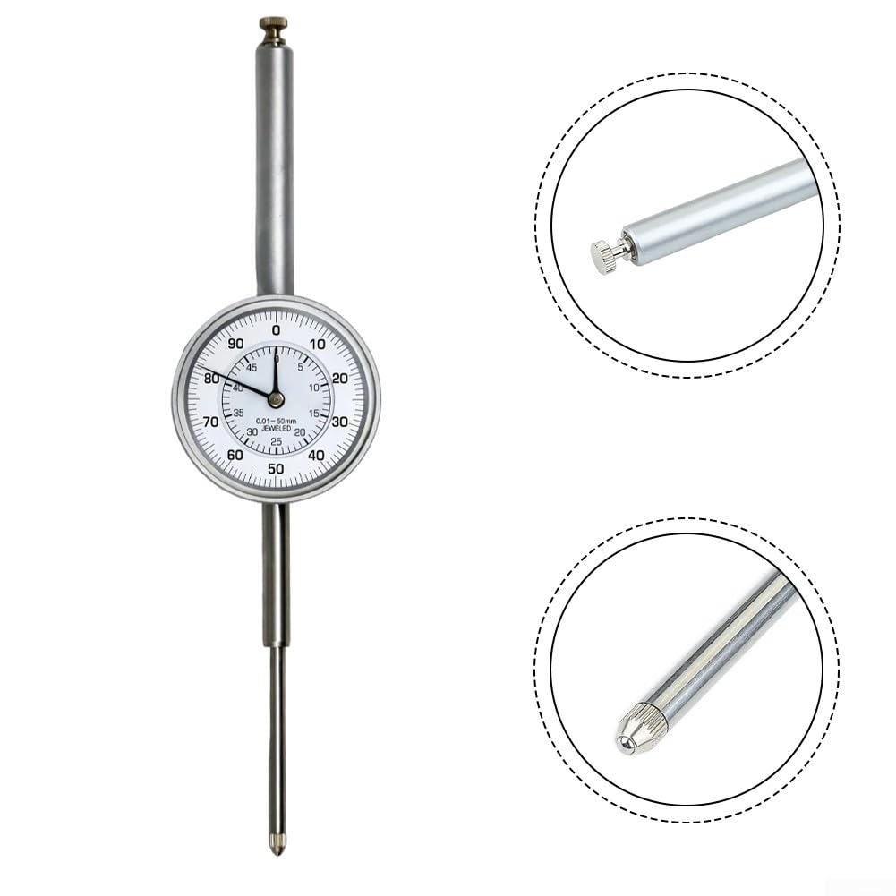 Comparador digital de 0 a 50 mm, rango de 0,01 mm para resolución, instrumento de medición de precisión para taller y laboratorio, carcasa de metal con tornillo de bloqueo