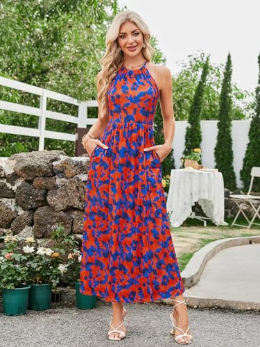 Image of KILIG Women's Summer Floral Beach Flowy Split Maxi Long Dresses