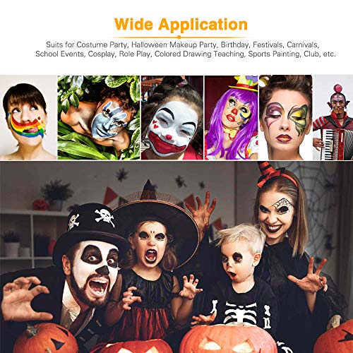 Loijon Kit de Pintura de Rosto 18 Cores Lavável à Base de Água Pintura Corporal Com 2 Pincéis Paleta