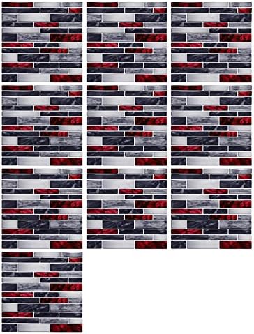 TUNKENCE 10 Sheets Mosaic Art Tiles Stick on Backsplash for Kitchen and Bathroom Self Adhesive 3D Wall Tile for Kitchen Backsplash and Bathroom