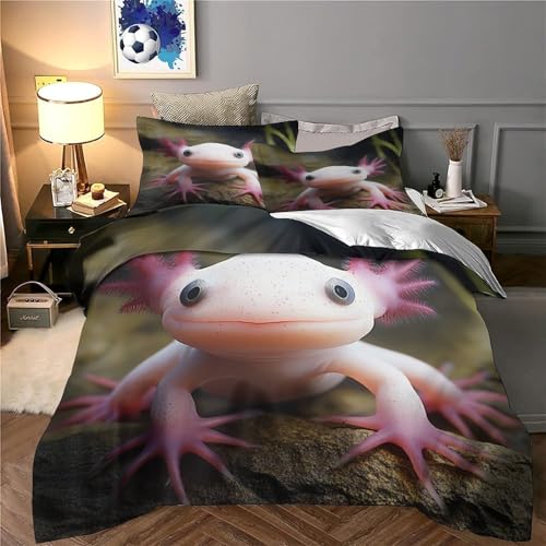 Parure de lit axolotl 3D en microfibre résistante et fermeture éclair facile