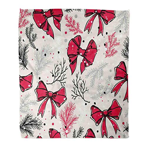 KENDIA Manta de Franela de Tiro Arcos navideños Adorno Rojo Pajarita Rama...