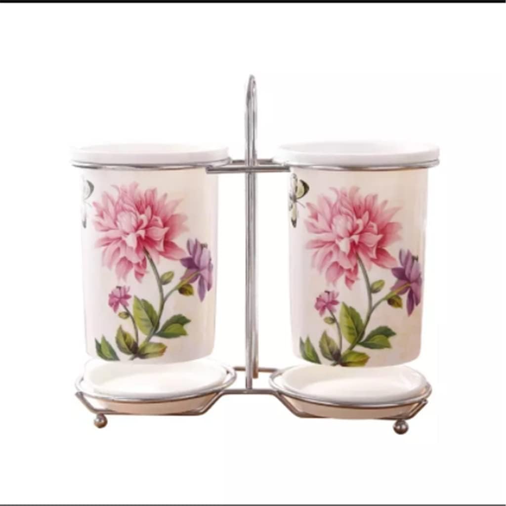 Ceramic Chopsticks Storage Rack Barrel Tableware Draining Organizer Box Kitchen Accessories