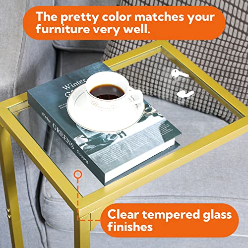 Amhancible C Table End Table Set Of 2, Tempered Glass C Shaped Side Tables, Couch Tables That Slide Under For Small Space, Livingroom, Office Het02Gct #TOP4