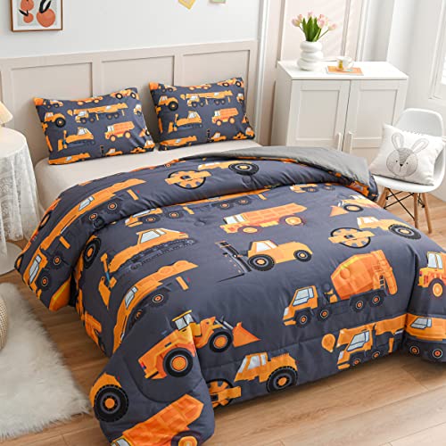Ntbed Construction Truck Comforter Set For Boys Girls Kids Vehicles Excavator Cars Lightweight Microfiber Bedding Sets (Grey, Twin) #TOP2