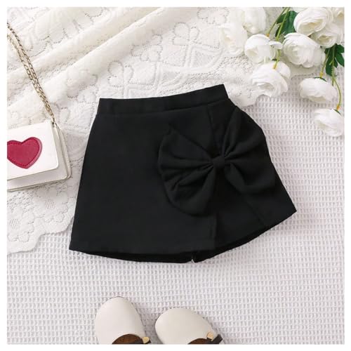 Image of BEAUDRM Girl's Elastic Waist Bow Front Trousers Split Straight Leg Cute Skort