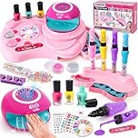 Kids Nail Polish Sets for Girls Gifts 6 7 8 9 10 Years Old Nail Art Kit with 3-in-1 Nail Pen Nail Dryer Peel off Nail Varnish Nail Salon Pamper Set Birthday Presents Girls Toys Age 8-12