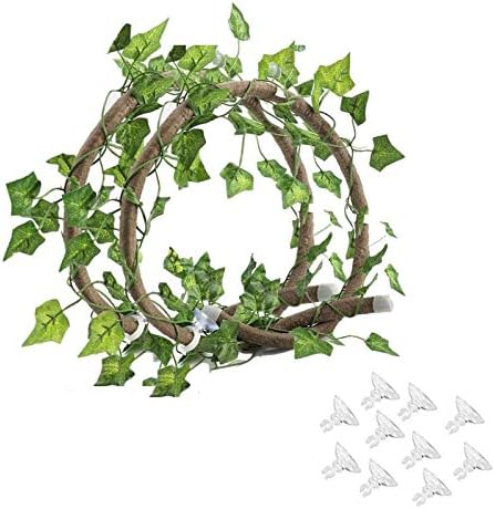 Tfwadmx 爬行动物丛林藤蔓弯曲分支常春藤 4 件人造假叶栖息地装饰品适用于变色龙、蛇、蜥蜴、青蛙