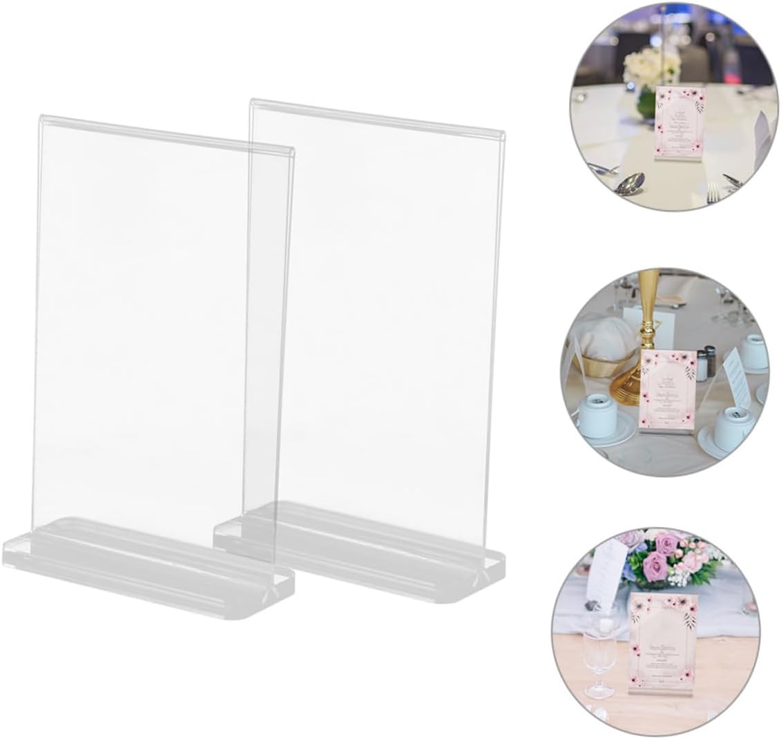 10pcs Portable Menu Display Stand Acrylic Table Menu Holder Nonslip Base for Retail Office