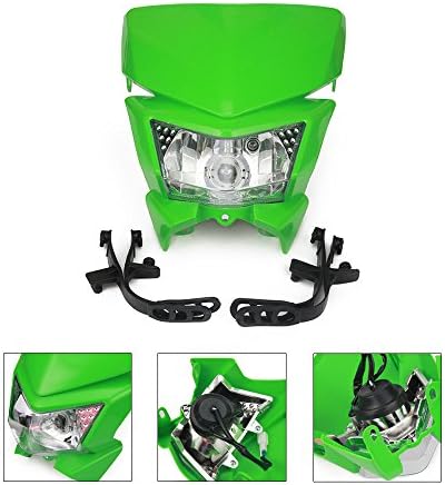 Dirt Bike Supermoto Headlight Kit Motorcycle Head Lamp Light S2 12V 35W For Kawasaki KX KXF KLX Motocross Enduro Pit Bike Universal - Green