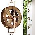 AINISIS 5-7/10-Feet Gutter Rain Chain,Water Wheel Rain Catcher Chain Outdoor Garden Decorative Art
