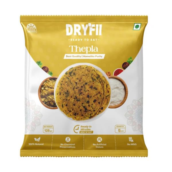 Dryfii Ready-to-Eat Thepla | Authentic Whole Wheat Thepla with Ghee & Spices | Pack of 10 Pieces (2 × 5) | No Preservatives | Convenient for Families & Office Lunches-image-34