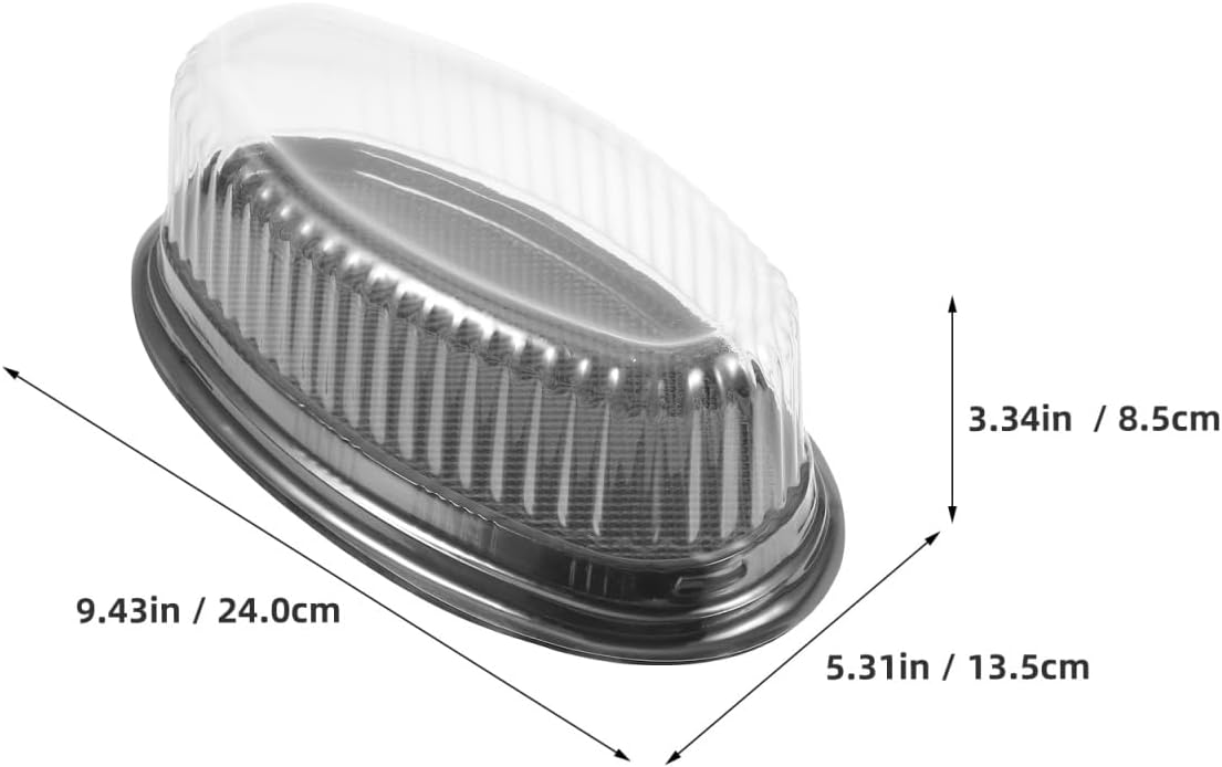 INOOMP 10pcs Transparent Portable Plastic Cake Boxes for Desserts Disposable Oval Cake Packaging Containers Lightweight Food Storage for Takeaway and Baked Goods