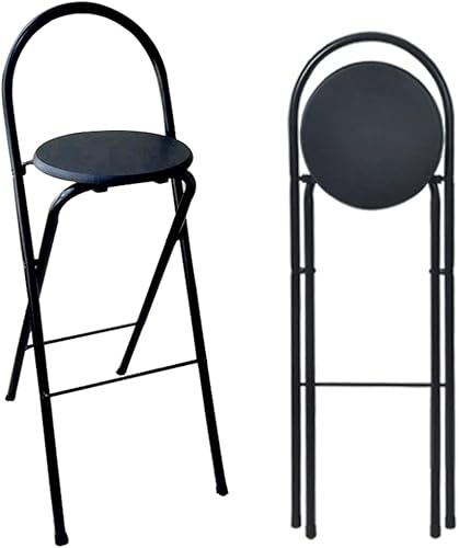 Miniatura 4 de Taburete de bar plegable, altura de la encimera de la cocina, silla de desayuno plegable con respaldo y reposapiés, taburete plegable para bistró,