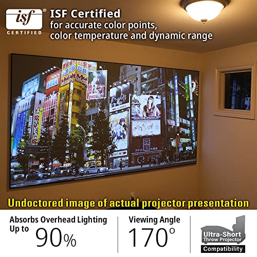 Image of Akia Screens ALR Projector Screen 123 inch 16:9 4K UST Ultra Short Throw Projection, High Black Levels, Ceiling Ambient Light Rejecting Screen, Edge Free Fixed Frame Movie Screen AK-NB123H-CLR4
