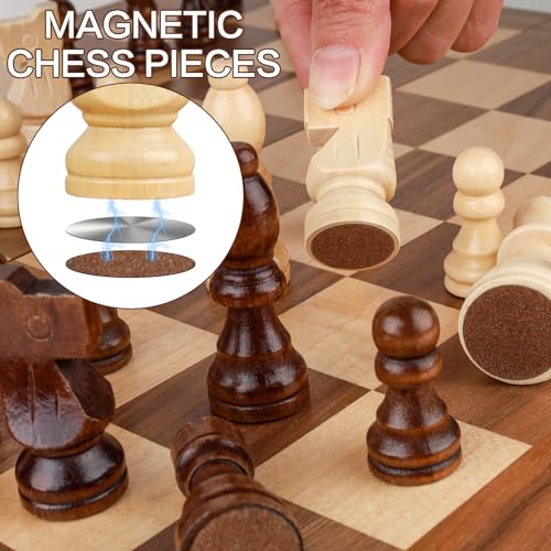 Juego de Ajedrez de Madera Magnético Plegable 15 Pulgadas miniatura 5