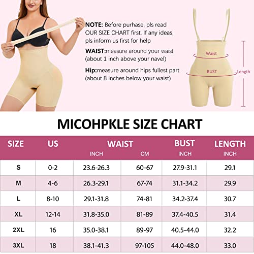 Micohpkle Tummy Control Shapewear For Women Removable Straps High Waisted Underwear Seamless Shapewear Shorts (Beige, Small) #TOP4