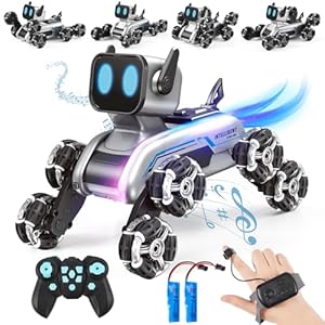 Remote Control Robot Dog Toy for Kids,2.4Ghz 8WD Gesture Sensing Stunt Rc Cars with Music & Light,Children Birthday Gift for 6 7 8 9 10 11 12 Years Old Boys