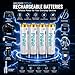 DMK POWER 4-Pack 2800mAh AA Rechargeable Batteries + 4-Slot LCD Fast Intelligent Charger & 1m Power Cord, 1.2V Ni-MH High Capacity Double A Battery Pack for Controller Camera Speedlite Toys Torch
