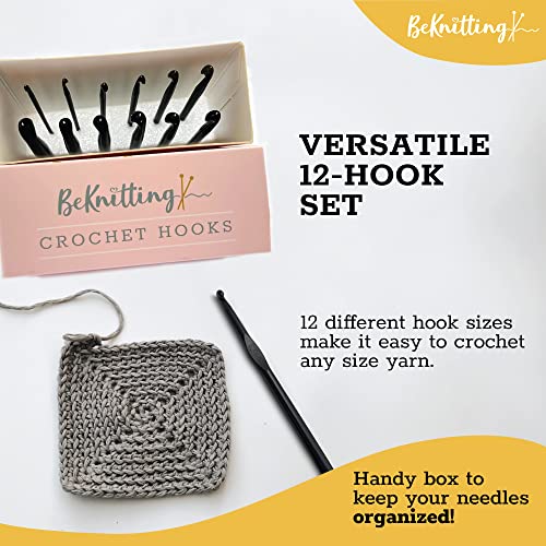 Beknitting 12Pc Crochet Hook/Needle Set, Craft Supplies | Gift Box | Mothers Day | Beginners | Knitting | High Quality Aluminum #TOP2