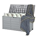 VINGLI Upgraded 75 Gallon Outdoor Storage Box, Lockable Plastic Storage Containers with Lid, Patio Deck Box Furniture for Garden, Pool, Balcony, Yard (Grey)