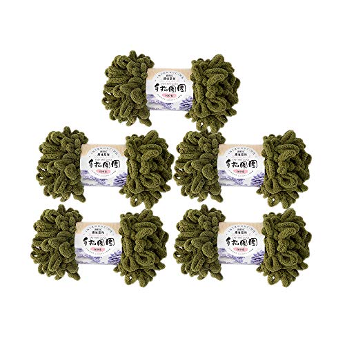 5 Skeins Finger Knitting Yarn Fun Finger Loops Yarn For Finger Knitting No Hook No Needle 100% Polyester 500G (Green) #TOP13