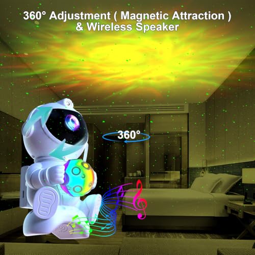 YATOSEEN Projecteur Galaxie Astronaute, Veilleuse Étoiles Orientable à 360° avec Télécommande et Haut-parleur pour Enfants et Adultes - Décoration de Plafond pour Fêtes à la Maison – vue 3