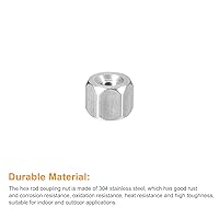 Vista 4 de uxcell Tuercas de acoplamiento M3 x 0.020 in de longitud, 5 tuercas de acoplamiento de varilla hexagonal métrica de acero inoxidable 304