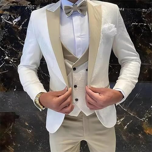 Tuxedo for Mens Slim Fit Jacquard 3 Piece Men Wedding Suit Blazer Vest Pants Men Tuxedo Suit4