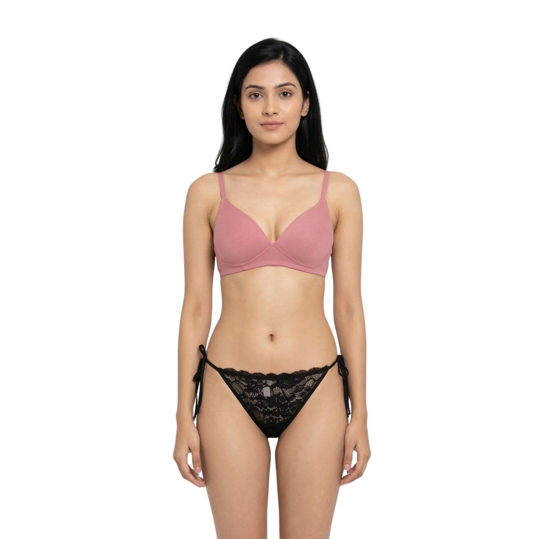 Lace G String Thongs for Women Sexy Low Rise Underwear Breathable T Back Satin Bikini Panties for Women Pack of 1 (Black)-image-7
