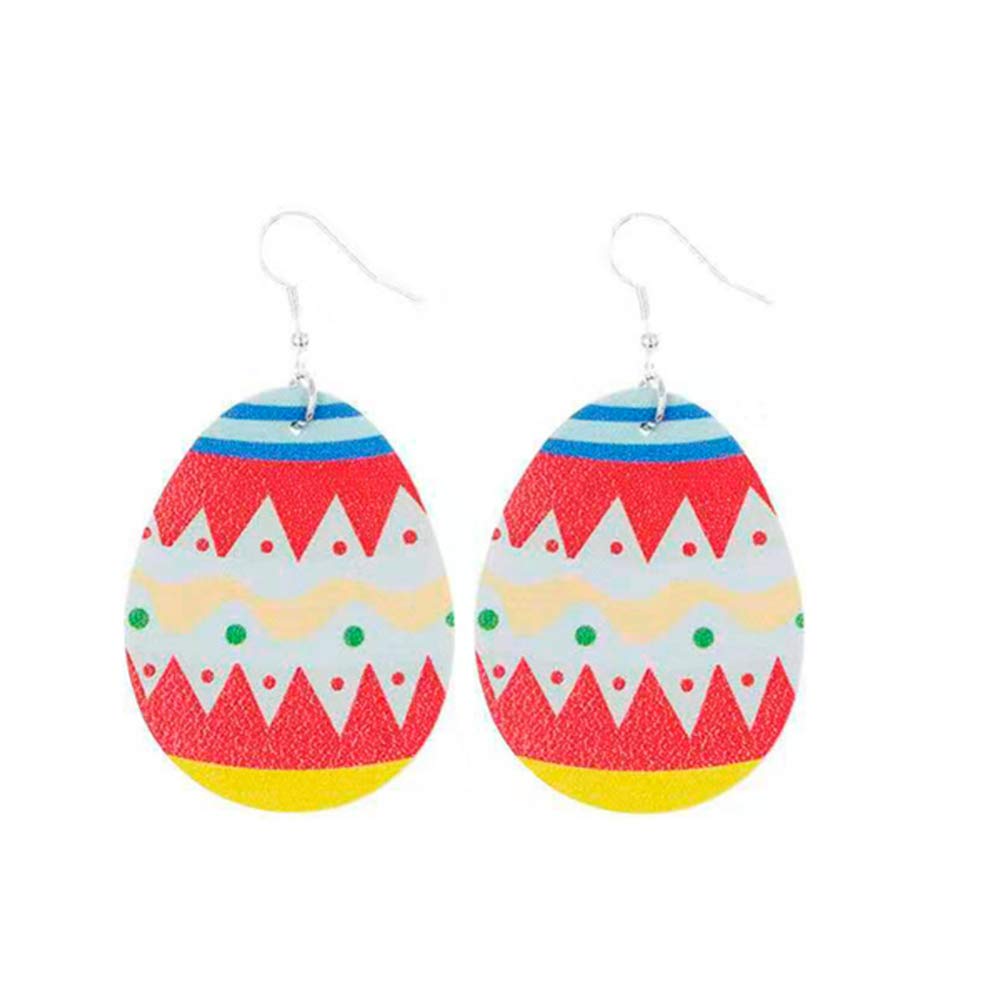 3 Pairs Faux Leather Lightweight Teardrop Easter Egg Bunny Dangle Earrings for Spring Party Holiday Festival Favor Jewelry