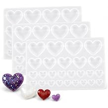 Heart Resin Mold Silicone Set, 3 Pack Mixed Size Heart Molds for Epoxy Resin Jewelry Making, 75 Cavity Clear Silicone Molds for Earrings, Pendants, Charms, Keychains, DIY Valentine Crafts
