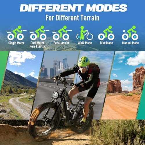 EcoE 9000W Dual Motor Electric Bike for Adults 52MPH 60V32A, 26x4 Fat Tire1 image 5