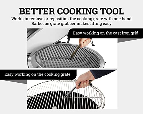 Byleey Bbq Grill Grate Lifter Gripper, 9 Inch Cast Iron Cooking Grid Lifter For Cast Iron Cooking Grid Grates Hot Surfaces Handing, Gas And Charcoal Grill Accessory For Green Egg Akorn Kamado Grill #TOP3
