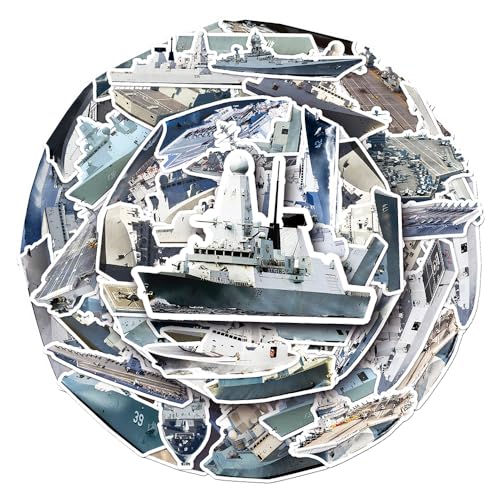 Unique Warship Vinyl Stickers, 50 PCS Waterproof Realistic Ship Decals for Laptops Scrapbooking, Journals, Notebooks
