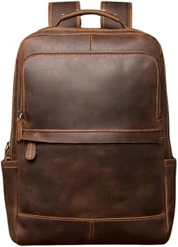 Leather Backpack for Men 15" Laptop Backpack 100% Top-Grain Leather School Backpack Two Size Available Medium