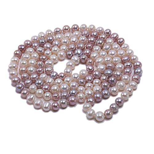 JYX Pearl Long collier classique de perles de culture d'eau douce multicolores 8-9 mm 119,4 cm, Perle, Perle