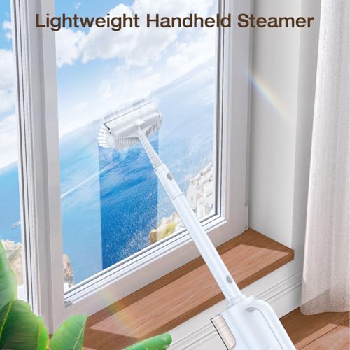 Image of Steam Mop with Detachable Handheld Steam Cleaner, 10-in-1 Multi Accessories, Quick 10s Heat, 350ml and 2-Level Steamer for Cleaning Floor, Carpet, BBQ Grill, Tile, and Grout, Light White