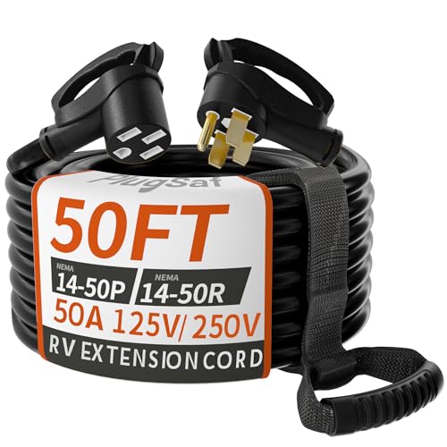 PlugSaf 50 FT 50 Amp RV/EV Extension Cord Outdoor, 125/250V 6250/12500W STW