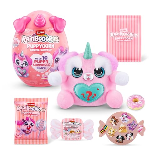 Rainbocorns Puppycorn Schnauzer Scent Surprise - Surprise Unboxing Soft Toy, Scented Puppy Plush for Girls by ZURU