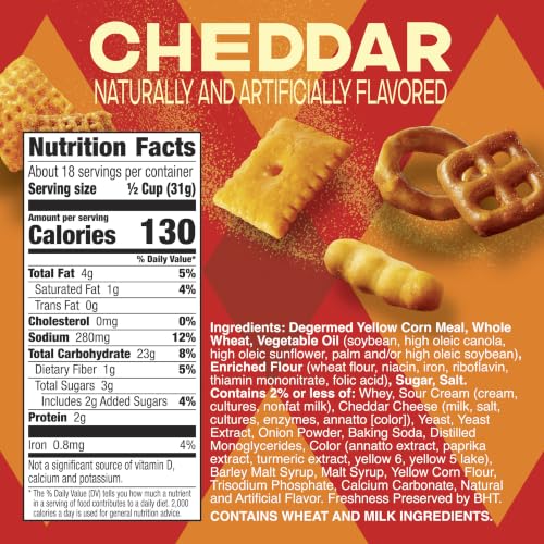 Image of Chex Mix Cheddar Snack Mix, Salty Snacks Tub, 20 oz
