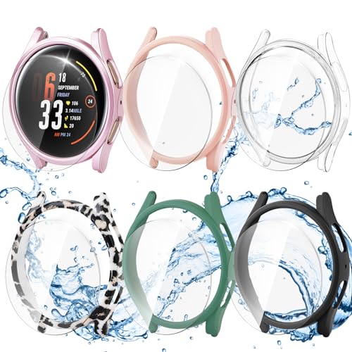 aceyoon 6+6 Pezzi Cover 40mm per Samsung Galaxy Watch 5 4, PC Protettiva Custodia + 9H Pellicola Protettiva Vetro Temperato Anti-Graffio Schermo Protezione Cover Galaxy Watch 4 40mm (separat)