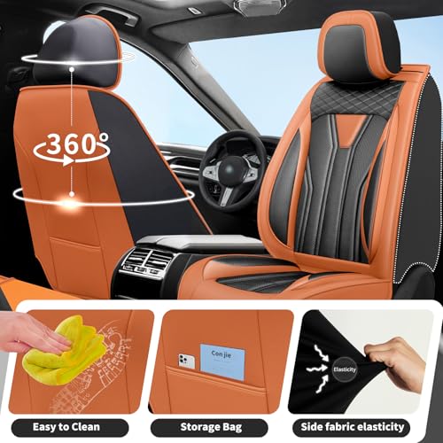 Conjie Car Seat Covers for Jeep Gladiator 2019-2025 2026 Orange&Black by Conjie - Used condition - Image 4