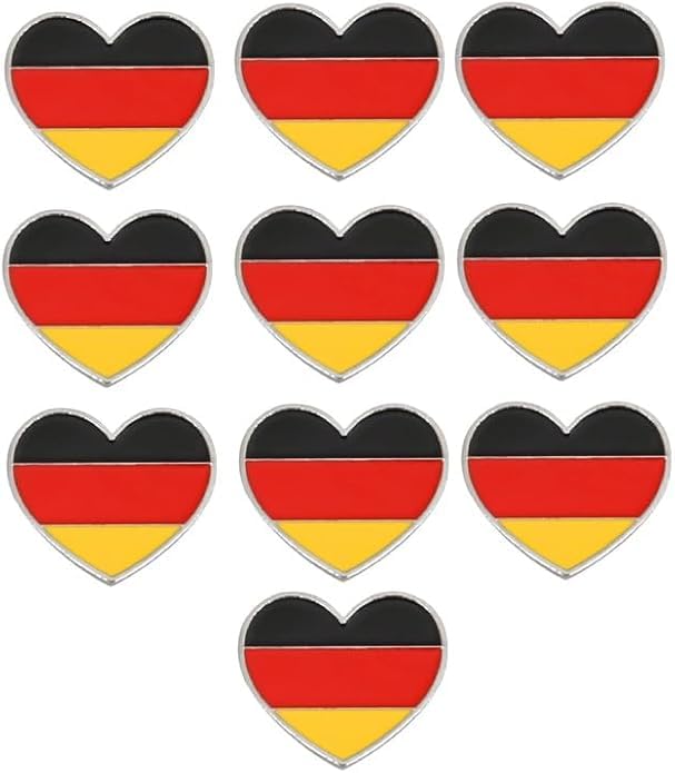 Image of Germany National Flag Enamel Pin and Germans heart-shaped National Emblem Badge Brooch For Backpack and Coat