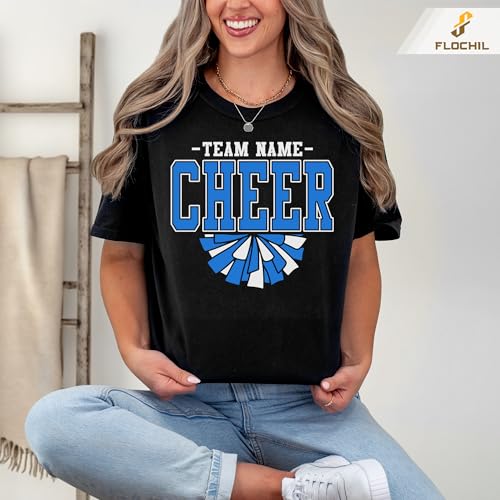 FLOCHIL Personalized Cheer Mom Shirt for Women, Custom Cheer Shirts for Moms with Name, Team Name, Cheerleading Mom Shirt4